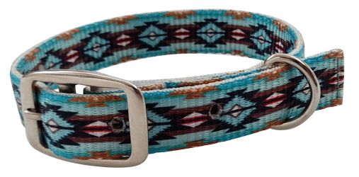 Showman Couture Teal and Brown Southwest designed nylon dog collar